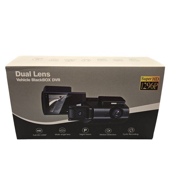 Dual Lens Vehicle BlackBOX DVR Super HD 1296p 360 Camera (New in Box) - Picture 1 of 7